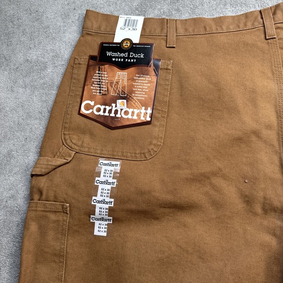 Carhartt B11 Washed Duck Work Pants‎ Brown 52x30 Men's Heavy Duty Canvas